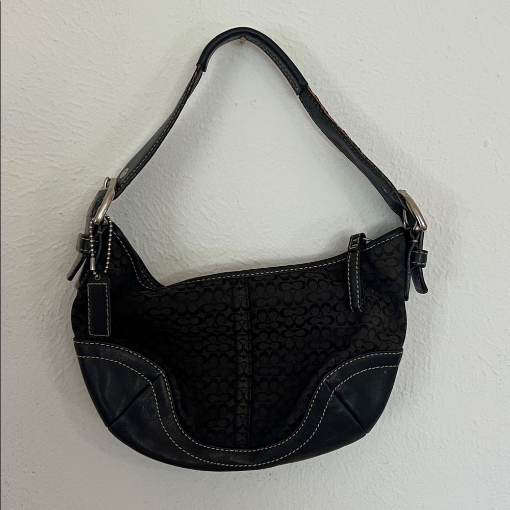 Coach Vintage Black Mini Hobo Soho Signature Canvas Shoulder Bag Y2K 90s Retro - Picture 12 of 15